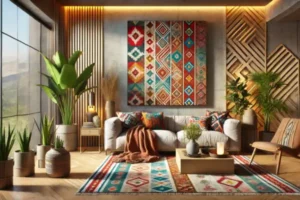 Pintura Abstrata em Estilo Tribal para Ambientes com Decoração Boho