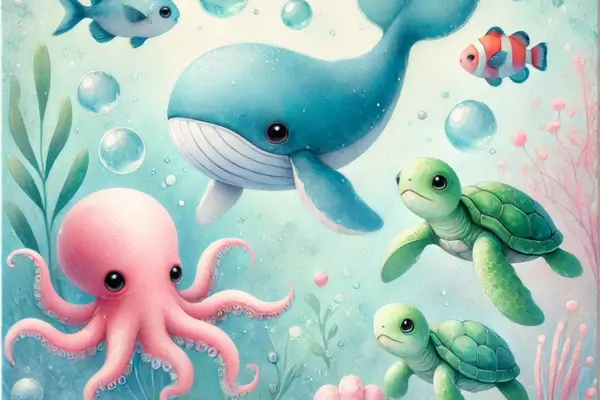 Aquarela para Decoração Infantil: Como Pintar Animais Marinhos em Tons Pastel