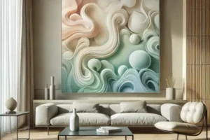 Pintura Abstrata com Formas Orgânicas para Ambientes Minimalistas