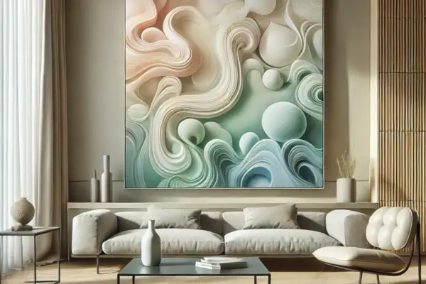 Pintura Abstrata com Formas Orgânicas para Ambientes Minimalistas